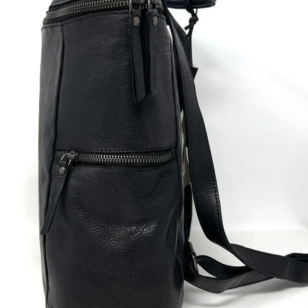 Vlenca Holland Leather Backpack Distressed Black 40770 Anthroplogie NWT